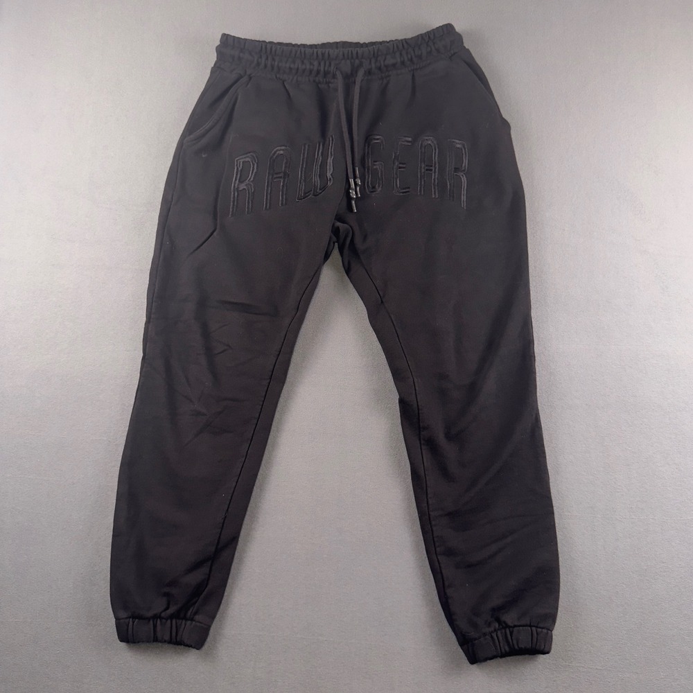Rawgear Mens Black Embroidered Logo Joggers Sweatpants Size‎ Medium Cotton